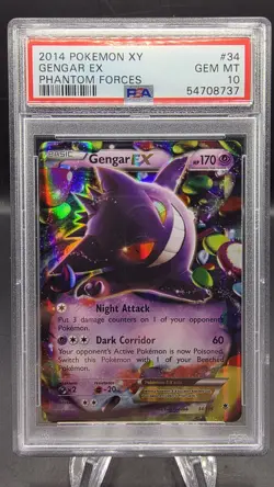 2014 POKEMON XY PHANTOM FORCES #34 GENGAR EX PSA 10 - Image 1