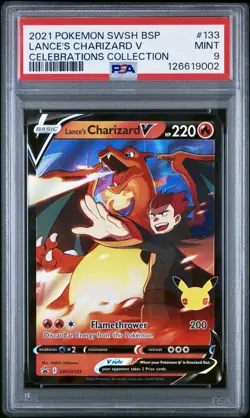 2021 Pokemon SWSH Promo Celebration Collection #133 Lance's Charizard V PSA 9 - Image 1