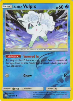 Alolan Vulpix - Reverse Holo - 39/236 Cosmic Eclipse - Pokemon TCG - 2019 - Image 1