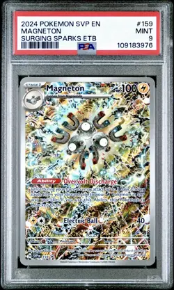 POKEMON 2024 Promo Surging Sparks ETB MAGNETON #159 PSA 9 Mint RARE - Image 1