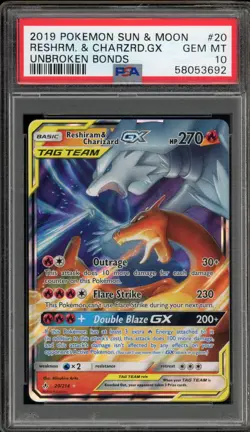 Pokemon Reshiram & Charizard GX Unbroken Bonds Holo Ultra Rare #20 PSA 10 - Image 1