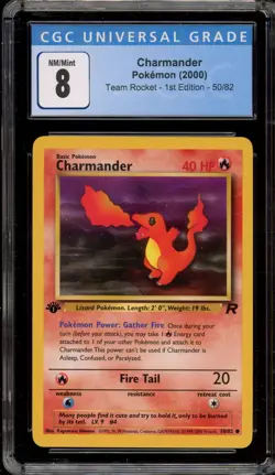 Pokemon Charmander Team Rocket 1st Edition #50 CGC 8 - Image 1