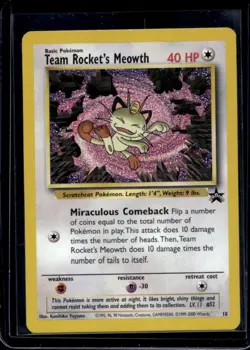 1999 Pokemon Wizards Black Star Promos Team Rocket's Meowth #18 - Image 1