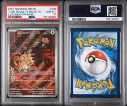 2025 Pokemon DRI EN Team Rocket's Meowth Illustration Rare PSA 10 Gem Mint - Image 3