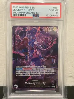 2025 One Piece Monkey D. Luffy 2nd Anniversary Leader OP09-061 PSA 10 - Image 1