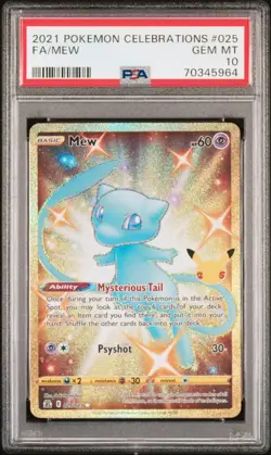 PSA 10 MEW 025 CELEBRATIONS SECRET GOLD FULL ART SWORD & SHIELD POKEMON GEM MINT - Image 1
