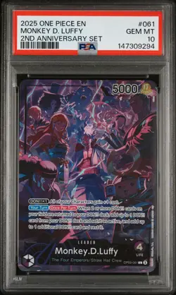 2025 One Piece English Version 2nd Anniv Set MONKEY D. LUFFY #061 GEM MT PSA 10 - Image 1