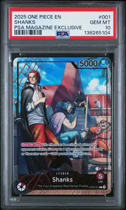 2025 One Piece Promos SHANKS #001 GEM MT PSA 10 PSA Magazine Exclusive - Image 1