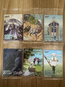 Weiss Schwarz Frieren Complete Set of 6 Sealed “Going First /Second” Box Toppers - Image 1