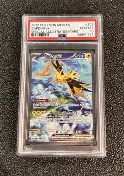 2023 pokemon mew en-151 202 zapdos ex psa 10 special illustration rare graded - Image 1