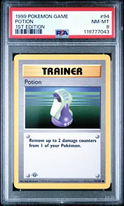 Pokemon 1999 Base Set 1st Edition Potion PSA 8 - GREY GRAY stamp - Image 1