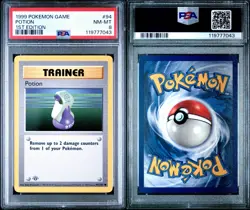 Pokemon 1999 Base Set 1st Edition Potion PSA 8 - GREY GRAY stamp - Image 3