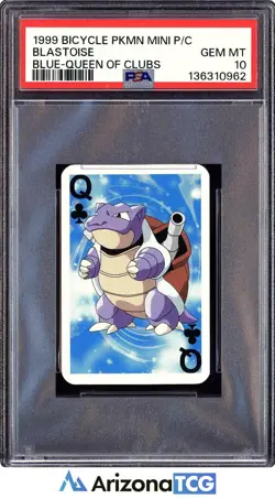 Pokemon 1999 Blastoise Queen Clubs Blue Bicycle Mini Playing Cards PSA 10 - Image 1