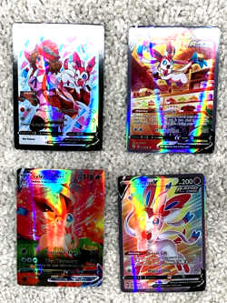 Set of 4 Sarina's Sylveon V, Sylveon VMax + More!!! Holo Fan Art Display Cards - Image 1