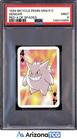 Pokemon 1999 Gengar 4 Of Spades Red Bicycle Pokemon Mini Playing Cards PSA 9 - Image 1