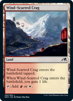 1x Wind-Scarred Crag - Foil - Kamigawa: Neon Dynasty - Near Mint, English - MTG! - Image 1