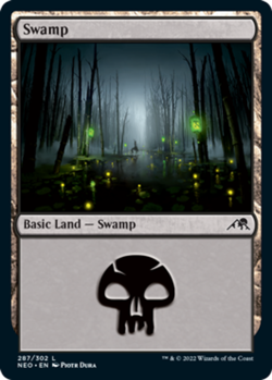 1x Swamp (287) - Foil - Kamigawa: Neon Dynasty - Near Mint, English - MTG! - Image 1