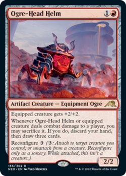 1x Ogre-Head Helm - Kamigawa: Neon Dynasty - Near Mint, English - MTG! - Image 1