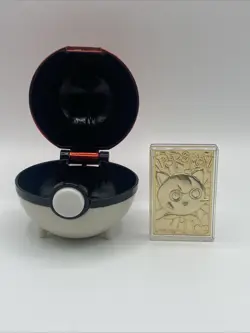 Pokemon JigglyPuff Trading Card 23k Gold Plated Burger King 1990's W/ Pokeball - Image 2
