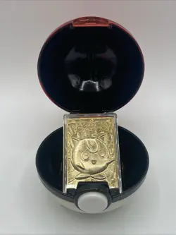Pokemon JigglyPuff Trading Card 23k Gold Plated Burger King 1990's W/ Pokeball - Image 3