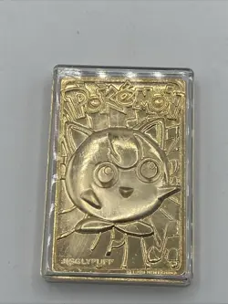 Pokemon JigglyPuff Trading Card 23k Gold Plated Burger King 1990's W/ Pokeball - Image 4