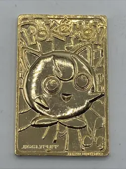 Pokemon JigglyPuff Trading Card 23k Gold Plated Burger King 1990's W/ Pokeball - Image 5