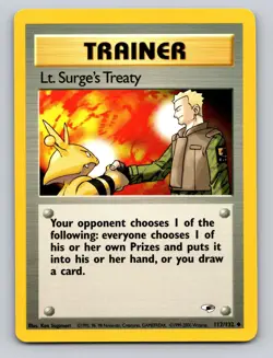 Lt. Surge's Treaty 112/132 Uncommon Gym Heroes Pokemon Unlimited NM - Image 1