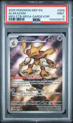 2025 POKEMON MEP EN-ME BLACK STAR PROMO #009 ALAKAZAM PSA 9 - Image 1