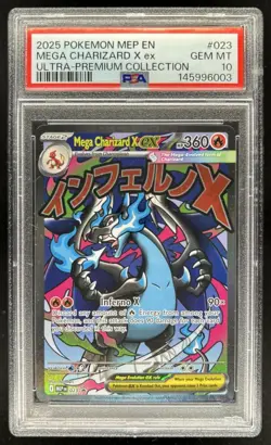 2025 Pokemon MEP Black Star Promos Mega Charizard X ex #023 PSA 10 GEM MINT - Image 1