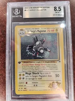 Lt. Surge's Magneton Gym Heroes 1st Edition Holo Pokemon WOTC Mint PSA BGS 8.5 - Image 1