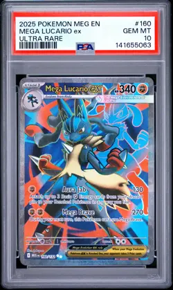 2025 POKEMON MEG EN-MEGA EVOLUTION ULTRA RARE #160 MEGA LUCARIO EX PSA 10 - Image 1