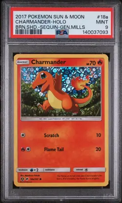 2017 POKEMON SUN & MOON BURNING SHADOWS #18A CHARMANDER-HOLO PSA 9 - Image 1