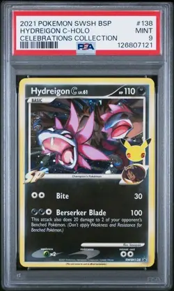2021 Pokemon SWSH Black Star Promo Celebrations Hydreigon C-Holo PSA 9 Mint - Image 1