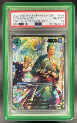 2026 One Piece Azure Seas Seven Roronoa Zoro Special Alt Art #PRB02-006 PSA 10 - Image 1