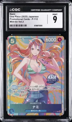 2025 ONE PIECE JAPANESE PROMO CARDS MINI-TIN VOL. 2 #P-112 NAMI CGC 9 - Image 1