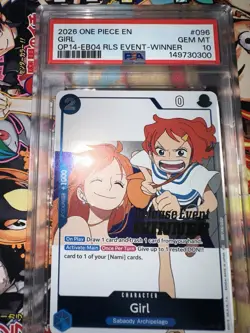 PSA 10 - Nami Girl P-096 Release Event WINNER Stamped One Piece OP14-EB04 2026 - Image 1