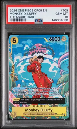 2024 One Piece Two Legends MONKEY D. LUFFY #109 Op08 GEM MT PSA 10 Treasure Rare - Image 1