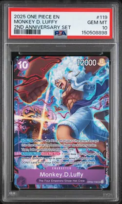 2025 ONE PIECE ENGLISH VERSION 2ND ANNIVERSARY SET #119 MONKEY D. LUFFY PSA 10 - Image 1