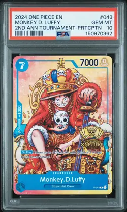 2024 ONE PIECE PROMO 2ND ANNIVERSARY TOURNAMEN MONKEY D. LUFFY PSA 10 - Image 1