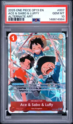 2025 ONE PIECE OP13-CARRYING ON HIS WILL ALTERNATE ART ACE & SABO & LUFFY PSA 10 - Image 1