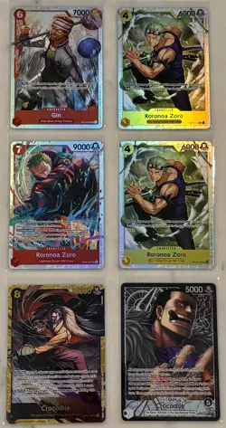 One Piece OP-15 ALL SR SEC RARE GOLD RORONOA ZORO CROCODILE GIN LOT X6 - Image 1