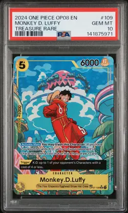 2024 One Piece Two Legends MONKEY D. LUFFY #109 Op08 GEM MT PSA 10 Treasure Rare - Image 1