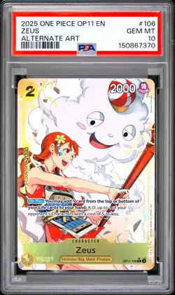 2025 ONE PIECE OP11-A FIST OF DIVINE SPEED ALTERNATE ART #106 ZEUS PSA 10 - Image 1