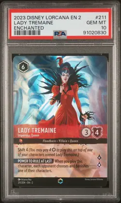 2023 DISNEY LORCANA RISE OF THE FLOODBORN ENCHANTED LADY TREMAINE PSA 10 - Image 1