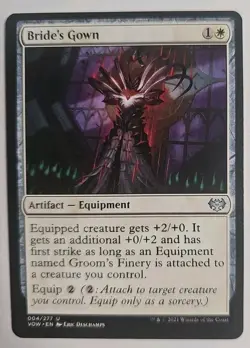 MTG Magic The Gathering Card Bride's Gown Artifact Equipment White Crimson Vow - Image 1