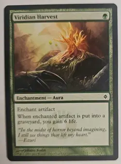 MTG Magic The Gathering Card Viridian Harvest Enchantment Aura Green New Phyrexi - Image 1
