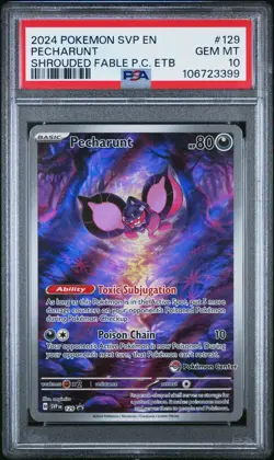 2024 POKEMON SHROUDED FABLE POKEMON CENTER ETB PROMO #129 PECHARUNT PSA 10 - Image 1