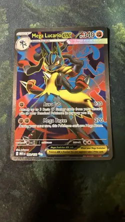English Mega Lucario ex 160/132 Ultra Rare Full Art Pokemon Mega Evolution NM - Image 1