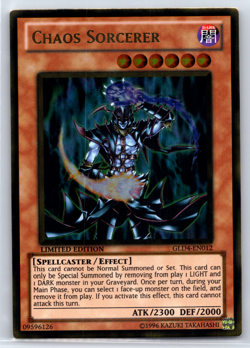 Yugioh Chaos Sorcerer GLD4-EN012 Gold Rare Limited Edition Holo TCG CCG LP - Image 1
