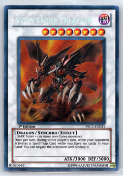 Yugioh Void Ogre Dragon 1st Edition Card Secret Rare NM PRC1-EN021 TCG CCG Clean - Image 1